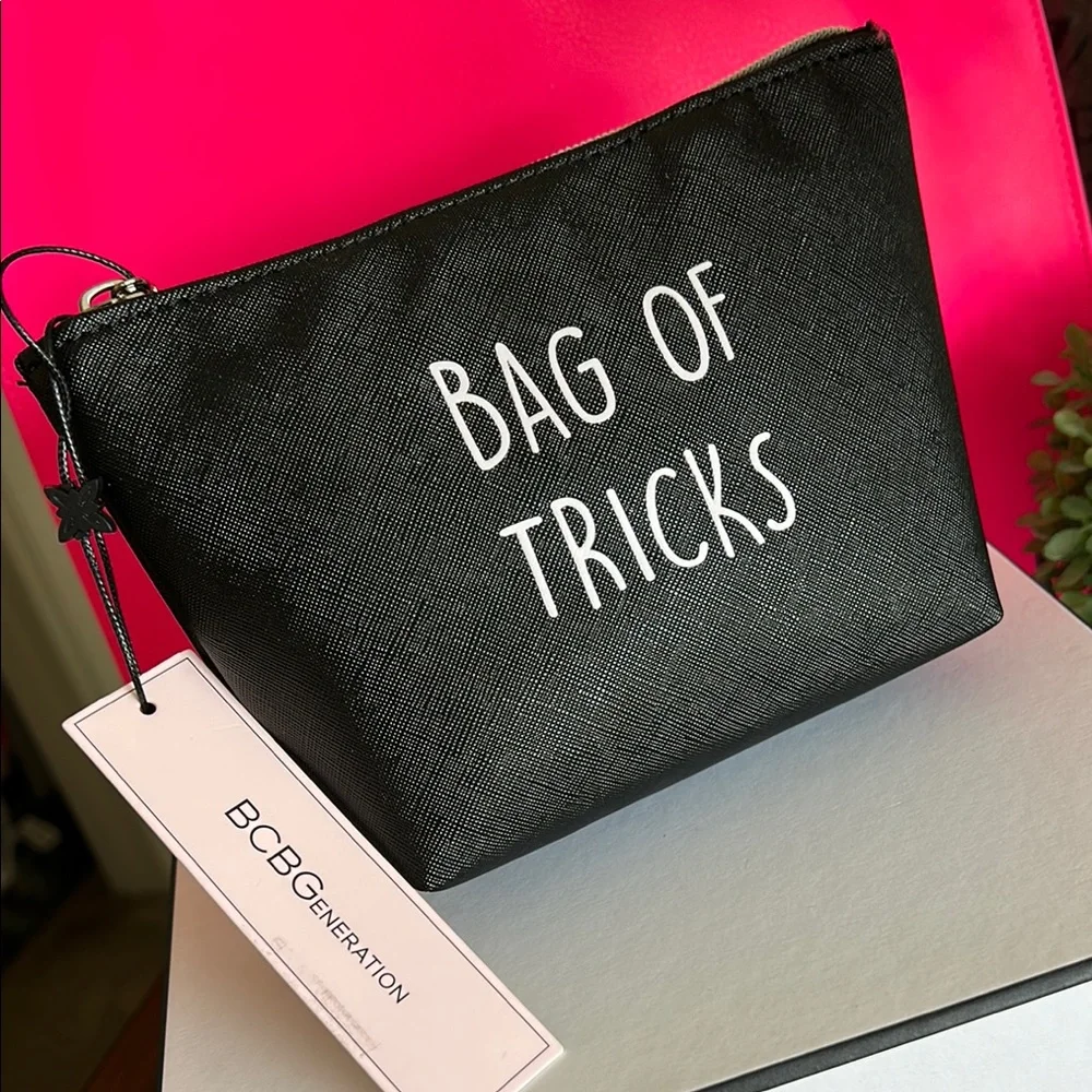 BCBGeneration Black Cosmetic Bag with Playful Text